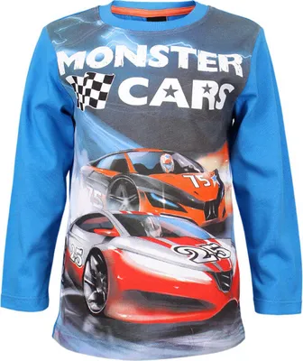 Produktbild von 83283 Monster Cars Jungen Langarmshirt Blau Gr 104 100% Baumwolle