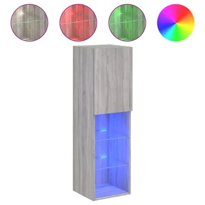 Produktbild von vidaXL TV-Schrank mit LED-Leuchten Grau Sonoma 30,5x30x102 cm