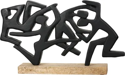 Zdjęcie produktu dla Gilde Skulptur, "Acrobatics", Mangoholz, schwarz, naturfarben, VE 1, L. 9 cm, B. 52 cm, H. 31 cm 55597 4063387555972