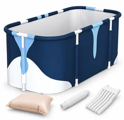 Produktbild von Faltbare Badewanne Mobile Wanne Badewanne - 140 x 60 x 55 cm - Kunststoff - Mit aufblasbaren Kissen - Für Erwachsene und Kinder - Platzsparend