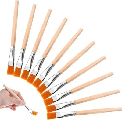 Immagine prodotto di Set di 10 pennelli piatti da 3/4 di pollice con manico in legno per la pittura ad acquerello