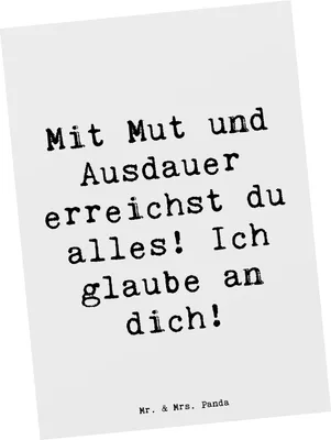 Produktbild von Mr. & Mrs. Panda bildkarte Spruch Sportliche Wettkämpfe Mut und Ausdauer - Weiß - Geschenk, Grußkarte, Leidenschaft, Ansichtskarten, Zuversicht, Vertrauem, Trost