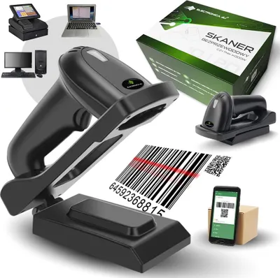 Image de Scanner lecteur de codes-barres Bluetooth QR 1D 2D avec socle de recharge