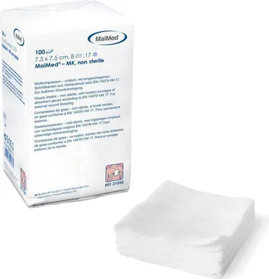 Produktbild von 1000 MaiMed Mullkompressen | unsteril | 12-fach | 7,5 x 7,5 cm | Kompressen