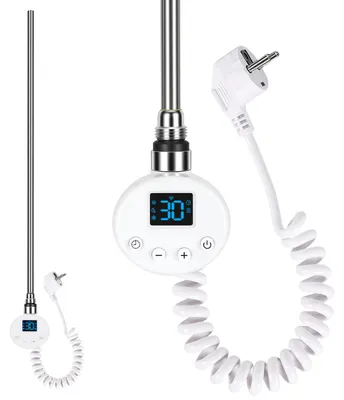 Obrázok produktu pre Elektrický ohrievač do kúpeľne, 600W, s Wi-Fi, závit G1/2, termostat 5-70°C, 24-hodinový časovač, biela farba