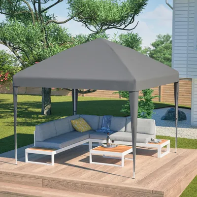 Produktbild von Pavillon 3x3m Pop-up, höhenverstellbar Faltpavillon Gartenpavillon mit 4 Sandsäcke & Tragetasche (Grau)