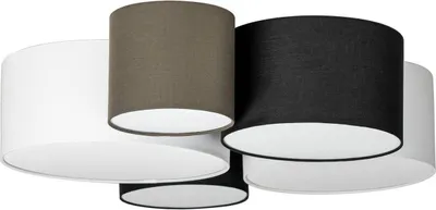 Produktbild von Lindby Deckenlampe Lettie, grau/schwarz/weiß, 5-flammig, E27
