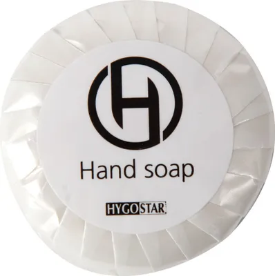 Image de Mini-savon pour les mains HYGOSTAR Diamètre : 40 mm blanc 50 pièces