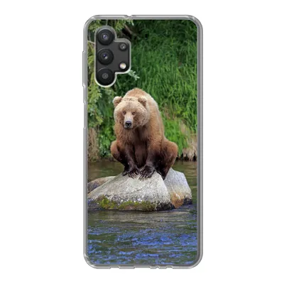 Produktbild von MuchoWow® Handyhülle Schutzhülle Hülle für Samsung Galaxy A32 5G Bär - Stein - Tier Silikon Softcase Handy Hülle - Softcase