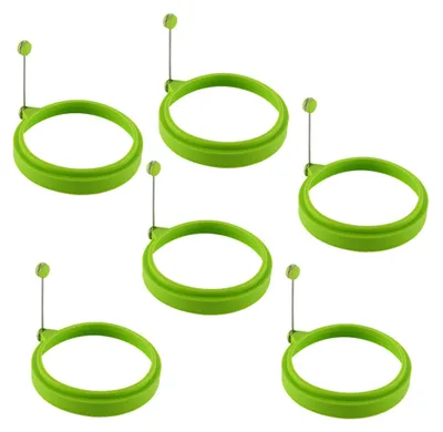 Produktbild von 6 Pack Ei Ring,Spiegeleiform für Bratpfanne Ei Ringe Silikon Pfannkuchenform Rund Omelett Form Für Eier Kochen(Grün)