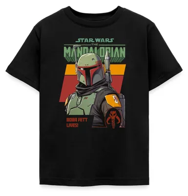 Produktbild von Star Wars: Mandalorian Boba Fett Lives Kinder T-Shirt, 122/128 (7-8 Jahre), Schwarz