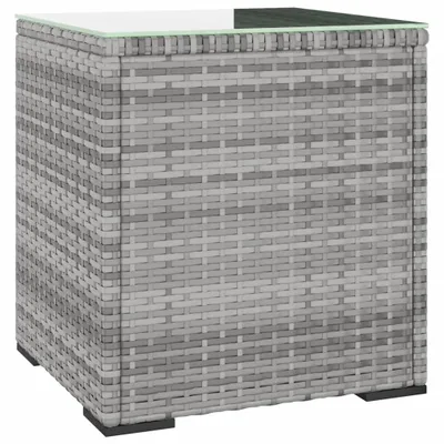 Immagine prodotto di vidaXL Tavolino grigio 40x37x40,5 cm in poly rattan e vetro temperato