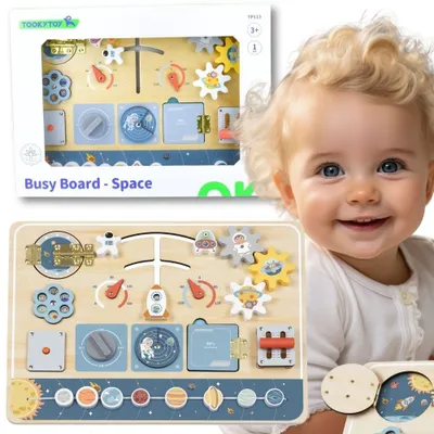 Obrázok produktu pre Drevená montessori vzdelávacia doska Tooky Toy Kozmická loď astronautov