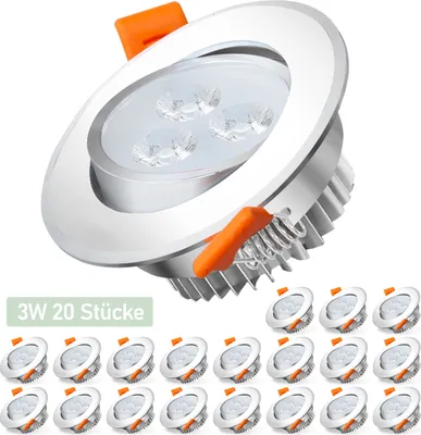 Produktbild von Lospitch 20X LED Einbaustrahler Strahler Spot Warmweiß Set Einbauleuchte Deckenleuchte Strahler IP44 3W