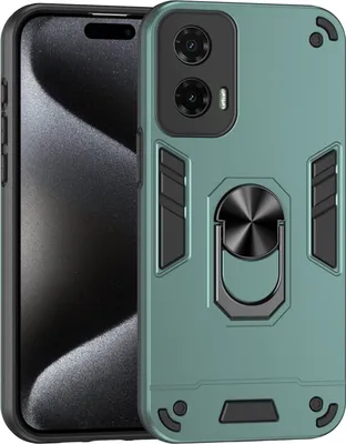 Image de Pour Motorola Moto G35 Armor Magnet Metall Ring PC Protection Handy Case Vert