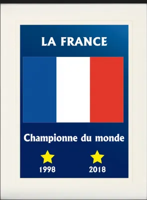 Obrázok produktu pre Futbalový obraz v rámčeku s elegantným paspartou | Nástenné umenie | V rámčeku - Francúzsko Majster sveta 1998 2018 (80 x 60 cm)
