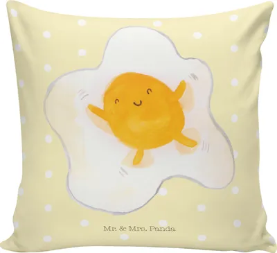 Produktbild von Mr. & Mrs. Panda Couchkissen Spiegelei Ei - Gelb Pastell - Geschenk, Liebe, Dekokissen, Polster, kuschelkissen 40x40, Schön, Tag, Sofa Kissen, Gute Laune, für, Glücklich