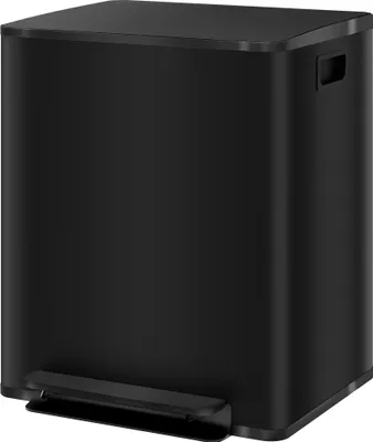 Produktbild von Mülleimer mit 2x25L Fächern, Soft-Close-Deckel, Fingerabdrucksicher, Edelstahl, Schwarz