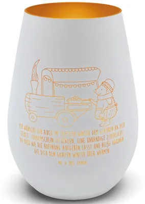 Produktbild von Mr. & Mrs. Panda Kerzenhalter Igel Maronen - Weiß - Geschenk, Weihnachten, Laterne, Duft, Weihnachtsmarkt, Outdoor Windlicht, Teelichthalter, Kastanien, Glas
