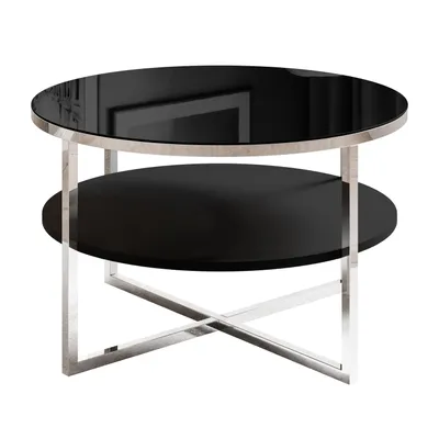 Produktbild von Couchtisch CIRI-X GLASS mit Ablage, Chrom / Schwarzes Glass
