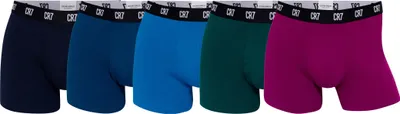 Produktbild von CR7 Herren Boxer Shorts, 5er Pack - Trunks, Organic Baumwolle Stretch Blau/Grün/Magenta XL