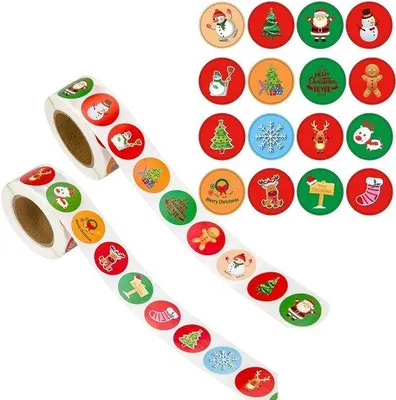 Produktbild von Kerzensticker-Set, 1000 Stück, Selbstklebend, Dekorative Tagessticker, Runde Etiketten, 25 mm Durchmesser, Papiertüten, Geschenklabels
