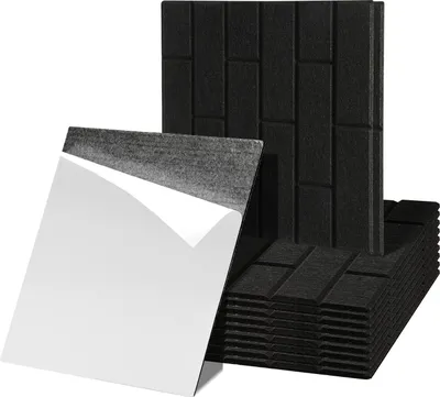 Immagine prodotto di Aopunly 12 piastrelle acustiche Piastrelle quadrate Piastrelle fonoassorbenti autoadesive Pannello murale ad alta densità Nero