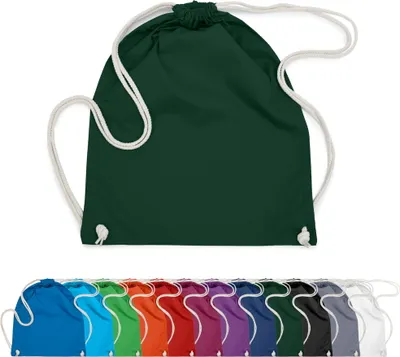 Produktbild von Baumwoll Turnbeutel 37x46 Sportbeutel Zuziehbeutel Gym Sack Schuhbeutel Rucksack, in Farbe: Dunkelgrün