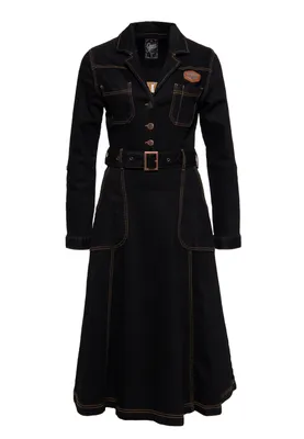 Produktbild von Queen Kerosin Workwear Swing Denim Damen Kleid (Black,XS)