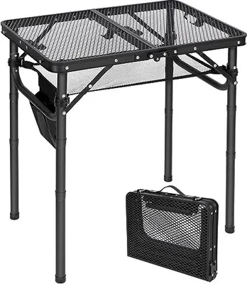 Produktbild von Tragbarer Grilltisch -Mesh -Desktop, 60 x 40 cm, leichter faltbares Klappcampingcamping, Kochen, BBQ, RV -Picknick, einfache Montageverstellhöhe