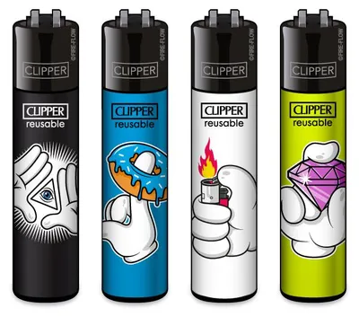 Zdjęcie produktu dla Zestaw 4 zapalniczek Clipper®: Cartoon Hands 3