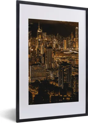 Produktbild von MuchoWow® MuchoWow® Gerahmtes Poster Gold - Stadt - Gebäude 40x60 cm - Poster mit zchwarzem Bilderrahmen - Poster in Rahmen