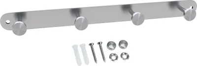 Produktbild von Intirilife Edelstahl Garderobenleiste Modell A - 4 Haken - Kleiderhaken Garderobe Hakenleiste in 5 verschiedenen Designs
