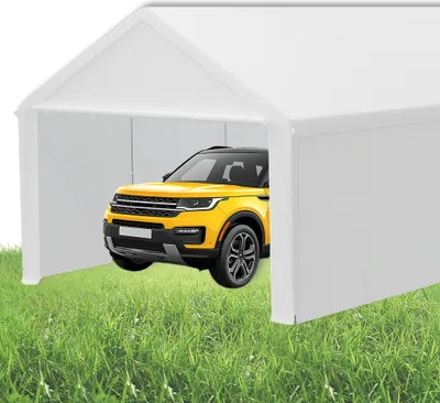 Produktbild von UISEBRT Lagerzelt Gartenschuppen Gerätehäuser Winterfest Gerätezelt Carport mit Dach UV-beständig Pergola im Freien mit Abnehmbare Seitenwände Weidezelt Fahrradgarage Geräteschuppen - 4x8m - Weiß