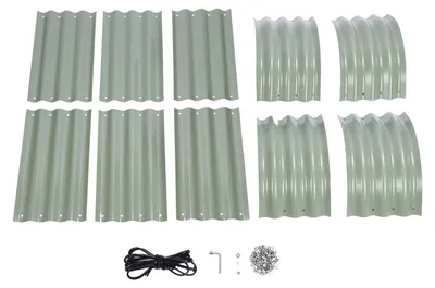 Produktbild von Hochbeet-Set, robuster, stilvoller Pflanzkasten aus Metall mit Installationsteilen für Gemüse, Blumen, Bodenkasten, hellgrün