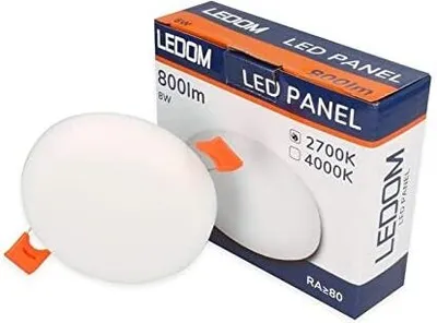 Immagine prodotto di 20 LEDOM Illuminazione a pannello LED senza cornice Spot da incasso 8W, diametro 90 mm 800lm, 2700K Bianco caldo Plafoniera rotonda
