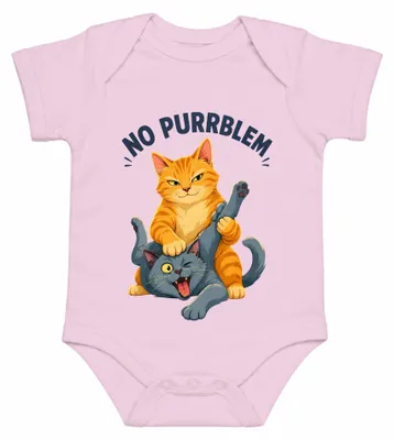 Productafbeelding van Geen probleem. Grappige kattenruzie. Uitspraken over kattengevechten. Sarcastische opmerkingen. Babyromper, roze, maat 6/12