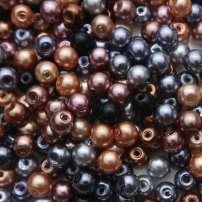 500 Glaskugeln 6 mm, schwarz/grau, rund, für DIY-Schmuck