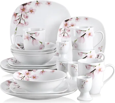 Produktbild von VEWEET Porzellan Kombiservice 'Annie' 20 teilig  für 4 Personen mit Eierbecher, Kaffeebecher, Müslischalen, Dessertteller und Flachteller