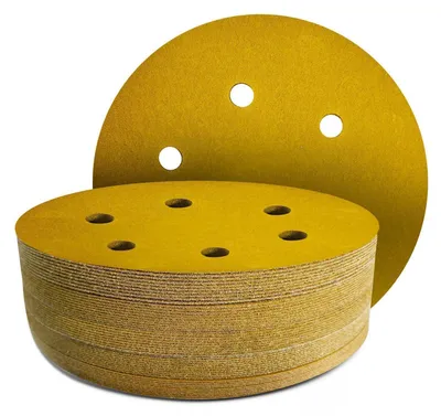 Immagine prodotto di Carta abrasiva circolare da 150 mm con sistema di fissaggio a velcro, confezione da 50 pezzi, grane 60/80/120/180/320, con 6 fori, ossido di alluminio