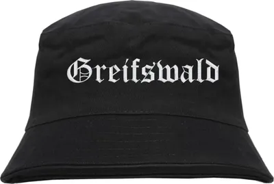 Produktbild von Greifswald Fischerhut - Altdeutsch - bestickt -  Bucket Hat Anglerhut Hut Anglerhut Hut  Schwarz L/XL