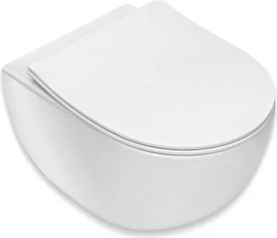 Produktbild von BADLAND Spülrandloses Hänge-WC Peonia inkl. Slim WC Sitz mit Absenkatomatik und Schallschutzmatte, Weiß aus Keramik,
