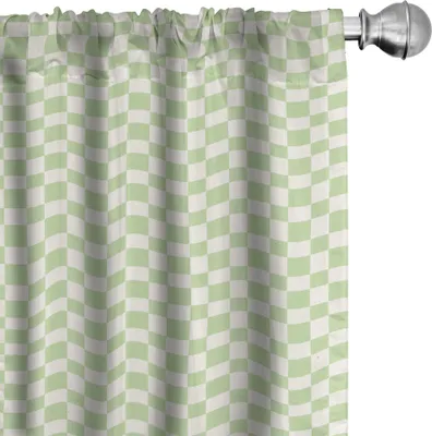 Produktbild von ABAKUHAUS Geometrisch Vorhänge, Gardinen, Große Quadrate Karo-Muster in weichen Farben Retro Monochrome Tile Print, 2 Stück 75 x 225 cm, Lindgrün Weiß