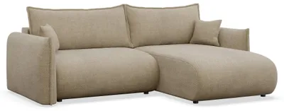 Produktbild von Selsey Cushi – Ecksofa mit Schlaffunktion, Ottomane rechts, Beige-Chenille