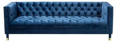 Immagine prodotto di Divano verde a tre posti in tessuto Chesterfield design divano imbottito soggiorno 230cm