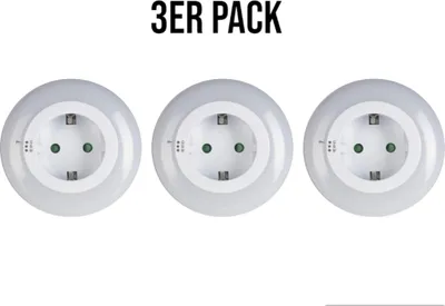 Produktbild von MAXXMEE 3er Pack LED-Steckdosenleuchte Nachtlicht Lichtsensor 3 Farben Beleuchtung weiß