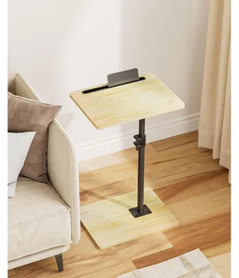 Productafbeelding van Bijzettafel in C-vorm, hoogte verstelbaar, 360° draaibaar, 40x30x(45-81) cm, eikenhout