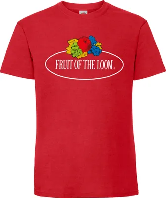 Produktbild von Fruit of the Loom Ringspun Premium T-Shirt mit Vintage-Logo auf der Brust Farbe: rot - Vintage-Logo groß Größe: XL