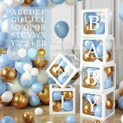 Productafbeelding van Decoratieboxen voor Babyshower met Ballonnen en Letters
