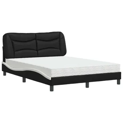 Produktbild von Bett mit Matratze "Hvar" Schwarz und Weiß 140x200 cm Kunstleder